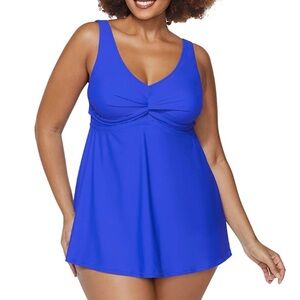 RASIN CURVE LUCIA V-NECK TUMMY CONTROL SWIMDRESS COBALT BLUE SIZE 22W NEW
